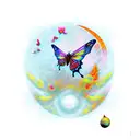 rose butterfly canary moon  tattoo design idea