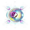rose butterfly canary moon  tattoo design idea