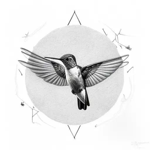 Imagine a hummingbird with wings outstretched, appearing to be in a graceful descent like icarus falling tattoo design idea