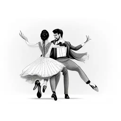 a couple dancing with the phrase: some dance to remember, some dance to forget  tattoo design idea