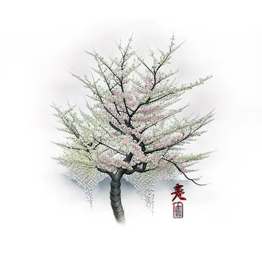 Cherry Blossom tree holy sword  tattoo design idea