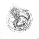 van gogh starry night with dragon tattoo design idea