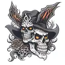 rich livin killas with flames and a skull face tattoo design idea