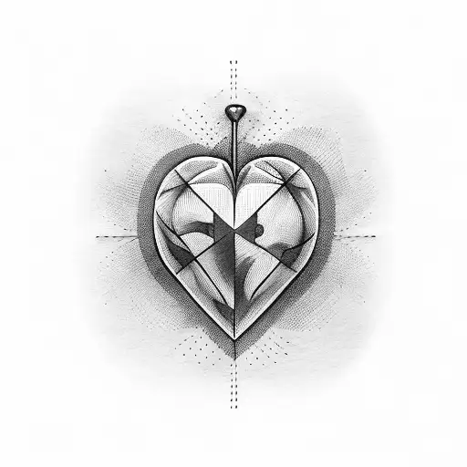 3D Heart divided in 7 parts tattoo design idea