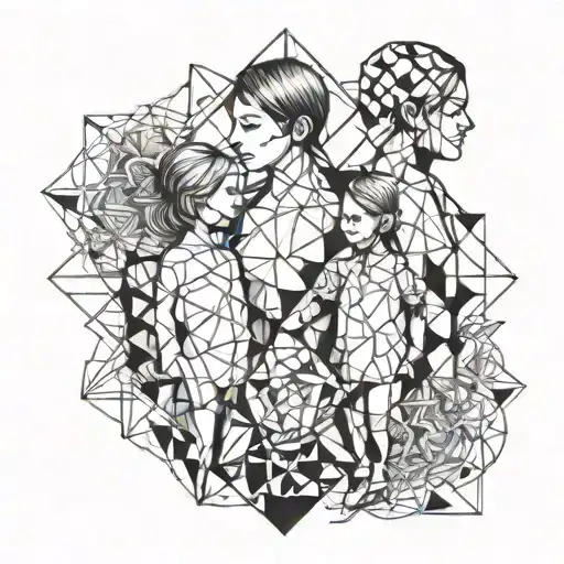 2 kids and wife tattoo design idea