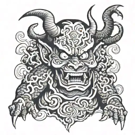 Japanese demon betrayal tattoo design idea