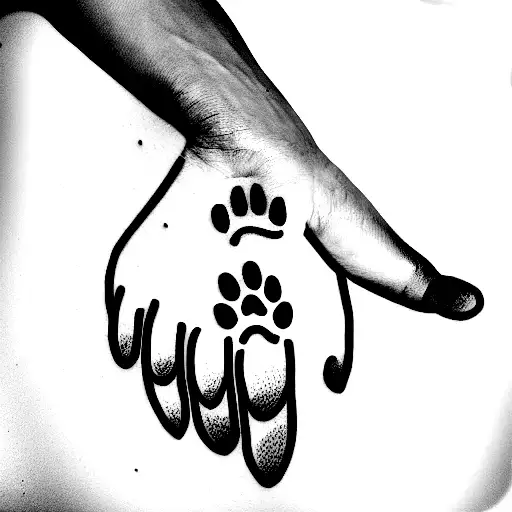 Dog Paw outline with hazelnut inside tattoo design idea