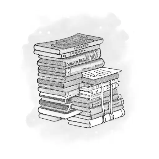 A bookshelf filled with favorite romance novels tattoo design idea