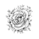 A beautiful floral arrangement inside a farmhouse window tattoo design idea