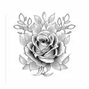 A beautiful floral arrangement inside a farmhouse window tattoo design idea