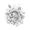A beautiful floral arrangement inside a farmhouse window tattoo design idea