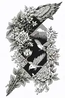 nature patchwork sleeve tattoo design idea