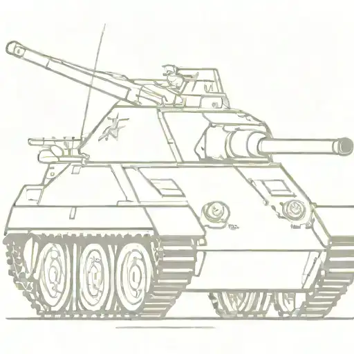 Soviet IS-2 tank, shot down German cannon, fleeing Soviet infantry tattoo design idea