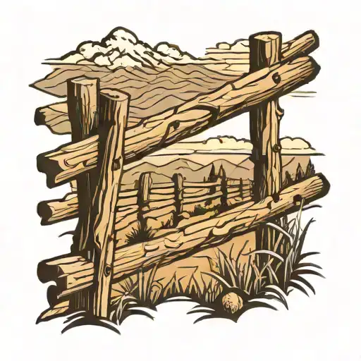 split rail fence with pikes peak in background tattoo design idea