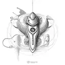 swimming and running with psysiotherapy caduceus tattoo design idea