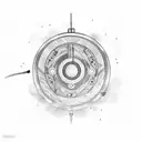 A turntable with sound waves emanating from it tattoo design idea