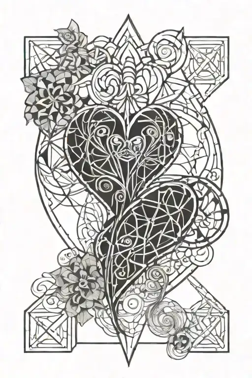 laces and healing heart  tattoo design idea