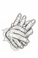 A detailed tattoo design featuring a human hand gently holding a dog's paw, symbolizing the bond between a pet and its o tattoo design idea