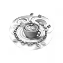 A motorcycle wheel with waves and coffee beans tattoo design idea