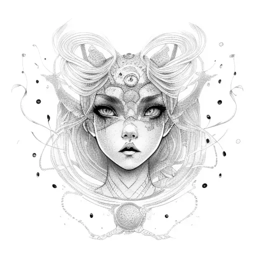 girl noodle tattoo design idea