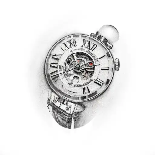broken watch tattoo design idea