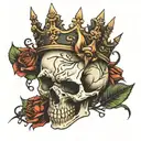 Skull with thorn of crown  tattoo design idea