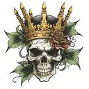 Skull with thorn of crown  tattoo design idea