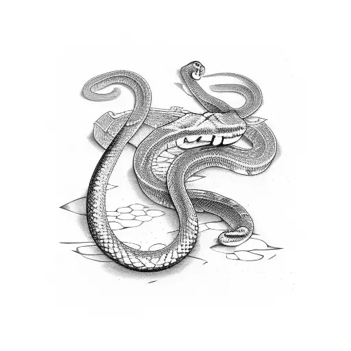A snake shedding its skin in the shape of a stock market graph tattoo design idea