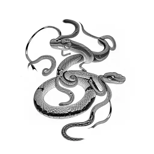 double headed snake wrapping around your full arm tattoo design idea