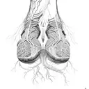 Futuristic biomechanical foot merging with natural roots and vines tattoo design idea