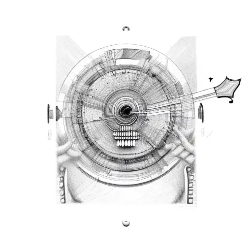 A guitar merging with a steering wheel tattoo design idea