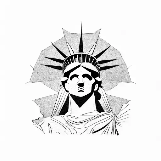 lady liberty with Afghanistan map tattoo design idea