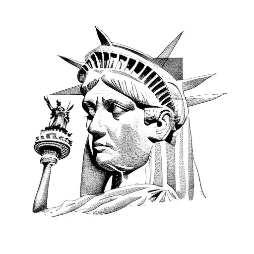 lady liberty with Afghanistan map in tbe background tattoo design idea