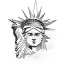lady liberty with Afghanistan map tattoo design idea