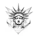 lady liberty with Afghanistan map tattoo design idea
