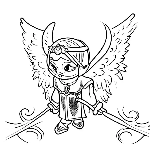 Angel stitch tattoo design idea