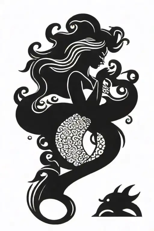 danish little mermaid statue tattoo design idea