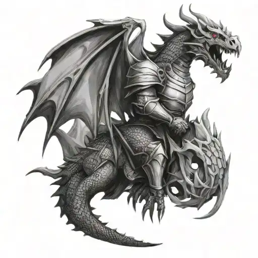 Dragon Castle Knight holding tattoo design idea
