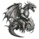 Dragon Castle Knight holding tattoo design idea