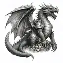 Dragon Castle Knight holding tattoo design idea