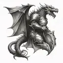 Dragon Castle Knight holding tattoo design idea