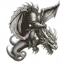 Dragon Castle Knight holding tattoo design idea