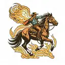 american traditional tattoo of a cowboy walking with subtle fire behind him  tattoo design idea