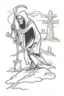 death grim reaper graveyard tattoo design idea