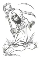 death grim reaper graveyard tattoo design idea