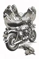 motorcycle and touring adventure mountains tattoo design idea