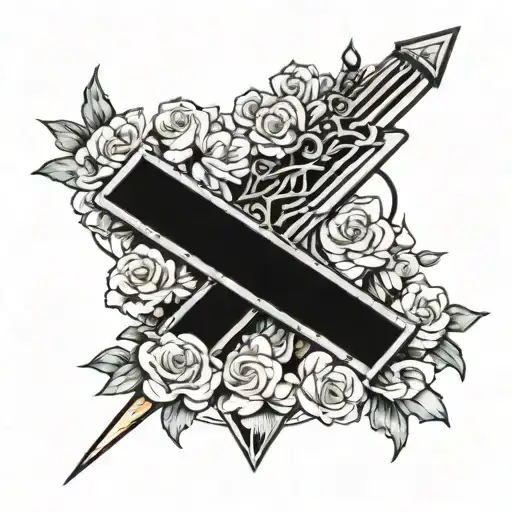 Buster sword from final fantasy 7 with flowers intertwined tattoo design idea