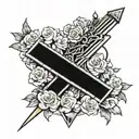 Buster sword from final fantasy 7 with flowers intertwined tattoo design idea