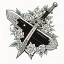 Buster sword from final fantasy 7 with flowers intertwined tattoo design idea