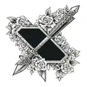 Buster sword from final fantasy 7 with flowers intertwined tattoo design idea